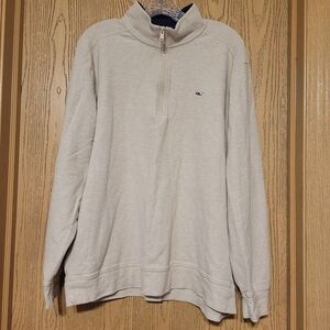 Vineyard Vines Men's Light Brown Quarter Zip Sweater Size XL